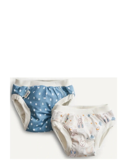 Imse Vimse Training Pants Xxl 13-17 Kg, Blue Dots/White Teddy 2-P - Blue - XXL 13/17KG
