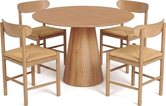 Siena spisegruppe rund 110 cm eik med 4 Malte spisestoler  