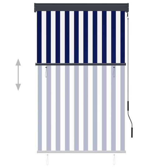 vidaXL Utendørs rullegardin 100x250 cm blå og hvit