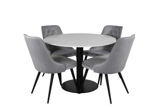 Venture Design Razzia & Velvet spisegruppe Hvit/svart 4 st stoler & bord 106 cm