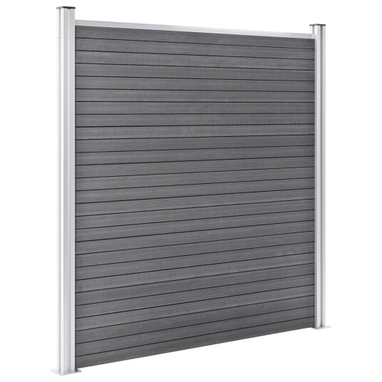 vidaXL Gjerdesett WPC 2 firkantet + 1 slisset 446x186 cm grå