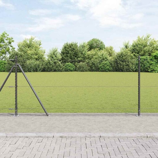Gjerde med innlegg. Grå 0.8 x 10 m PVC belagt stål