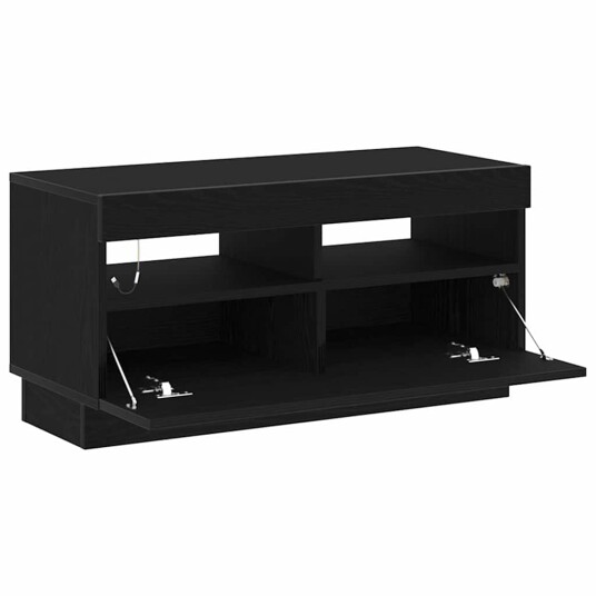 TV skap med LED stripelys Svart 80 x 35 x 40 cm Konstruert tre TV skap med LED stripelys Svart 80 x 35 x 40 cm Konstruert tre