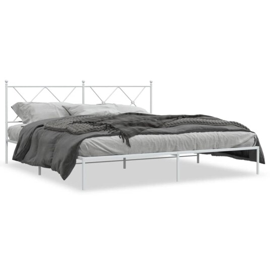  Sengeramme i metall med sengegavl hvit 180x200 cm 8721012374393