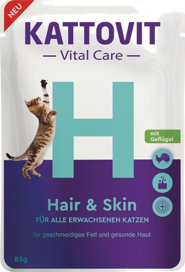 Kattovit Vital Care Våtfôr Hair & Skin Pouches Med Fjærkre 85 G