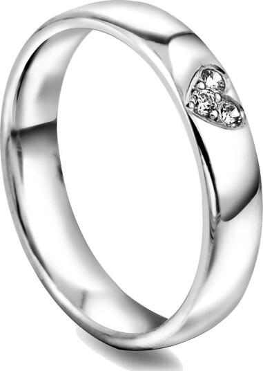Moments By Pan Jewelry Giftering i 375 hvitt gull med diamanter og hjerte 0,06 CT | 4 mm bredde