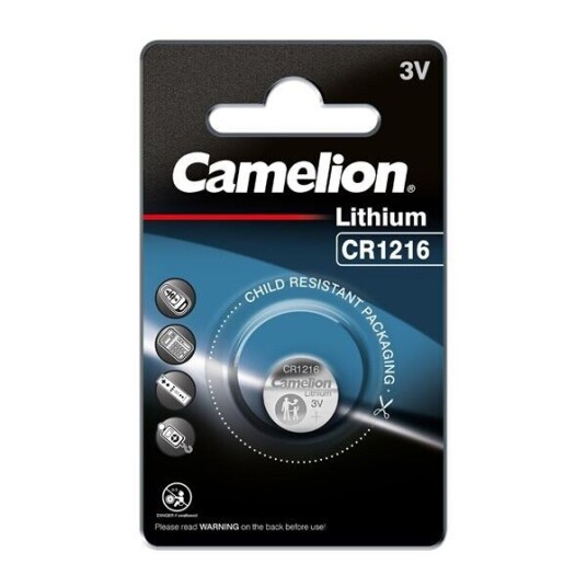 Camelion CR1216 Litium Knappcellebatteri 3V 25mAh 1 pk Camelion CR1216 Litium Knappcellebatteri 3V 25mAh 1 pk