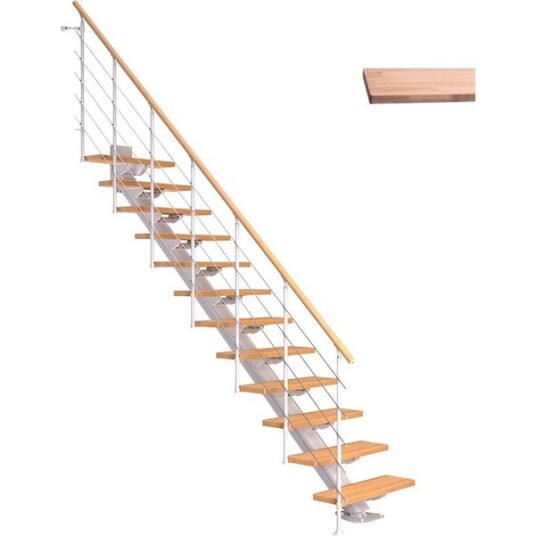 Dolle Sydney Rett Trapp Hvit 9016 style 6 hvitoljet Eik 85 13 Loddrett Høyde 259 315cm