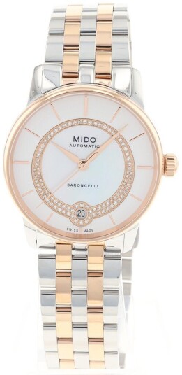 Mido Dameklokke M037.807.22.031.00 Baroncelli Hvit/Rose gulltonet