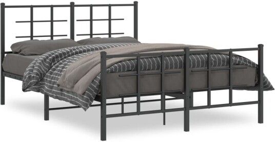 Sengeramme i metall med hode- og fotgavl svart 140x200 cm 8721012303799