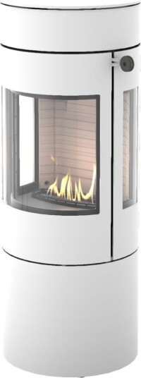 Viva L 120 hvit frittstående biopeis med sideglass og ståldør Viva L 120 hvit frittstående biopeis med sideglass og ståldør