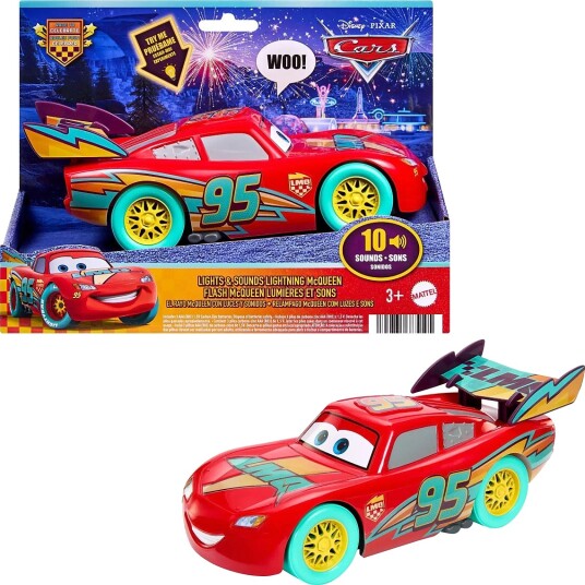 Biler Disney And Pixar Cars Race To Celebrate Lights & Sounds Lightning Mcqueen Vehicle Red ONE SIZE Biler Disney And Pixar Cars Race To Celebrate Lights & Sounds Lightning Mcqueen Vehicle Red ONE SIZE
