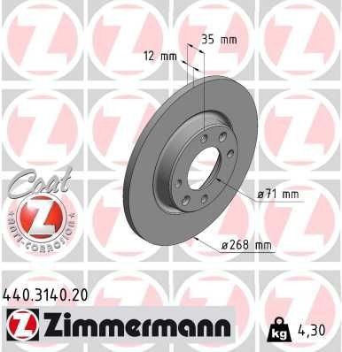 Bremseskive ZIMMERMANN 440.3140.20 Bremseskive ZIMMERMANN 440.3140.20