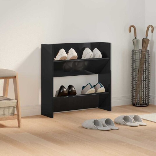 vidaXL Veggskoskap h?yglans svart 60x18x60 cm sponplater