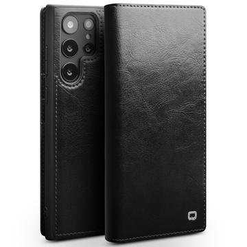 Samsung Galaxy S23 Ultra 5G Qialino Classic Lommebok-deksel I Lær Svart