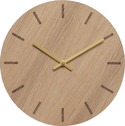 Hemverk - Light Oak veggklokke 28 cm lys eik m/gull viser