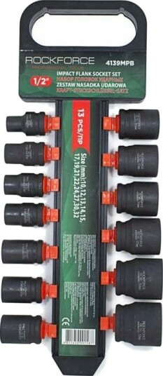Rockforce Slagtoppsett 13 Deler 10-32mm 1/2" Rockforce Slagtoppsett 13 Deler 10-32mm 1/2"