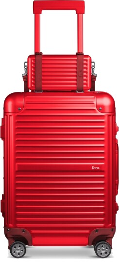 Feru Beverly 54 cm Kuffert med Skuldertaske - 54x35x21/23x7,5x13cm - RÃ¸d Aluminium