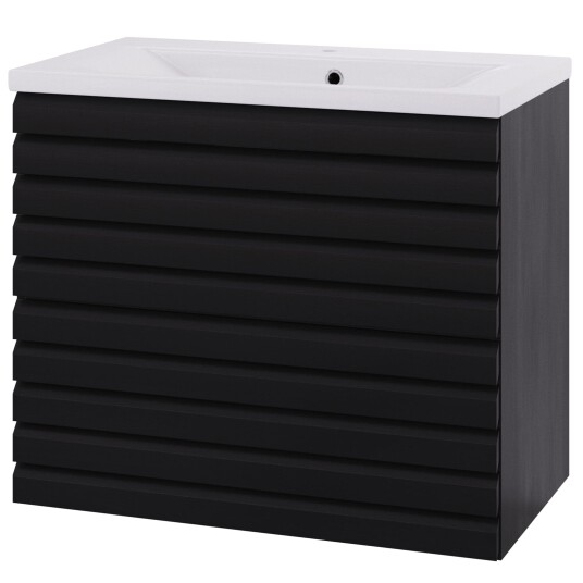 Linn Bad Selma Eikestav 2 Skuffer Heltre D45cm Servantskap Svart eik / 80cm Senter