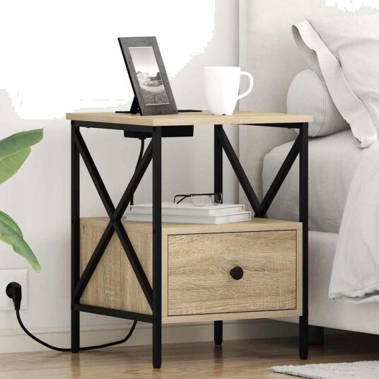  Nattbordskap med skuff 2 pcs Sonoma eik 41.5 x 40.5 x 55 cm