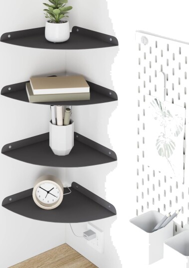 vidaXL Flytende hylle med hylle med lagring 4 pcs Svart 24 x 24 x 2 cm