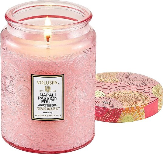 Voluspa Nãpali Passion Fruit Large Glass Jar Candle 100H Rosa