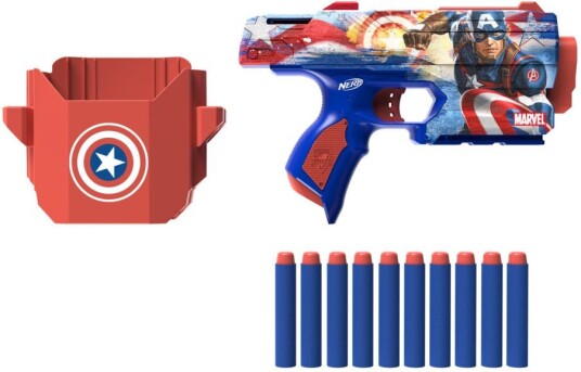 Nerf Marvel Captain America blaster med 10 Elite darts