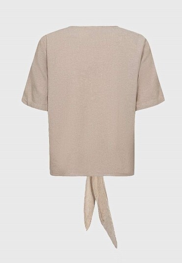 Freequent Knytebluse i linmiks Lava Freequent Knytebluse i linmiks Lava