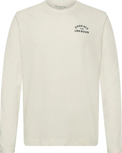 KnowledgeCotton Apparel Back Print Long Sleeve T shirt Egret