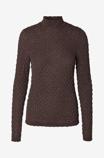 Selected FEMME - Topp slfTimmi LS High Neck Structure Top - Brun