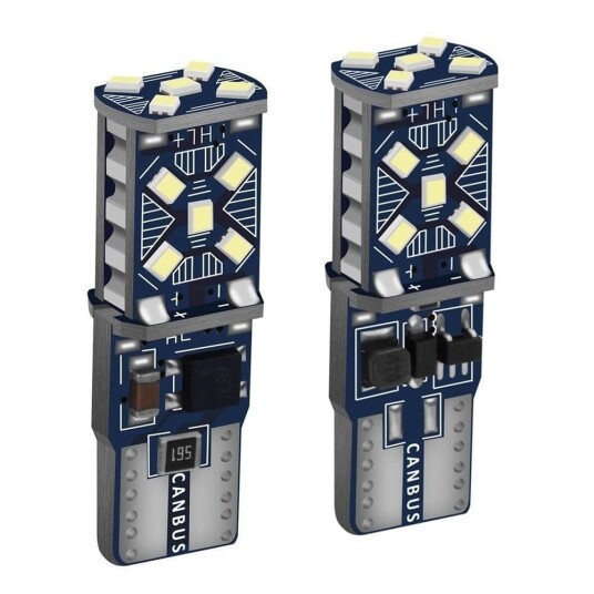 Hvit Cambus 2X T10 W5W 15 stk smd WY5W 168 501 2825 12V-24V