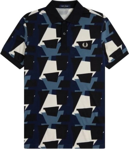 Fred Perry Fragment Print Polo Shirt Black S