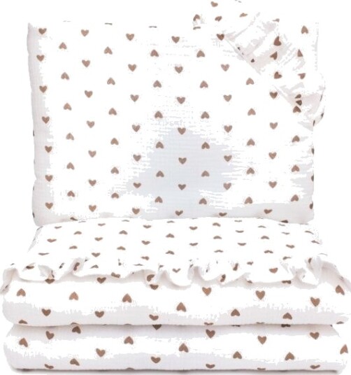 Pulp Bamboo Muslin Sengetøy 80X100cm   Hjerter