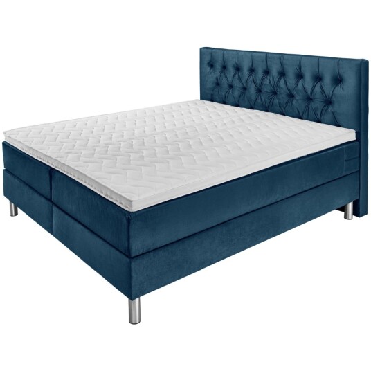 ERWIN M. Kontinentalseng Premium Velur, hodegjerde Chesterfield 200x200x69 cm (BxLxH) Mørkeblå Fast ERWIN M. Kontinentalseng Premium Velur, hodegjerde Chesterfield 200x200x69 cm (BxLxH) Mørkeblå Fast