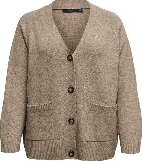 Vero Moda Curve Kardigan vmcBoom LS V neck Button Grå
