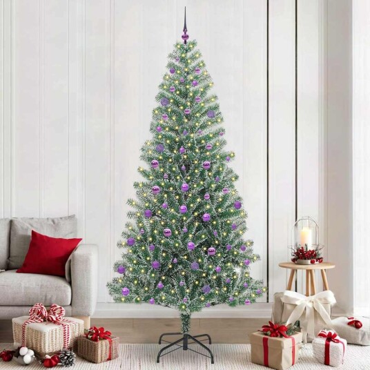 Kunstig Julesekk Snø Flocket med LED Lys Grønn og hvit 240 cm Kunstig Julesekk Snø Flocket med LED Lys Grønn og hvit 240 cm