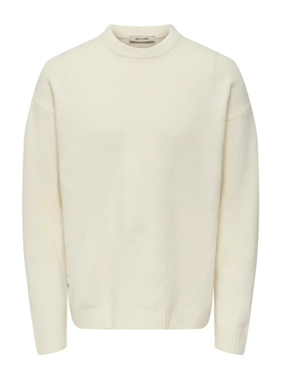 ONLY & SONS Onspage Rlx Ls Crew Knit Xt - White - XL ONLY & SONS Onspage Rlx Ls Crew Knit Xt - White - XL
