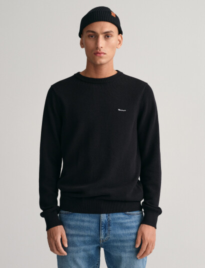 GANT Cotton Pique C Neck   Black   XXXXL