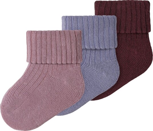 Name It Sokker - 3-pack - NbfNobba - Mauve Skygger/Lavender Grå - Name It - 50/56 - Sokker Bordeaux Lilla Rosa - 50-56
