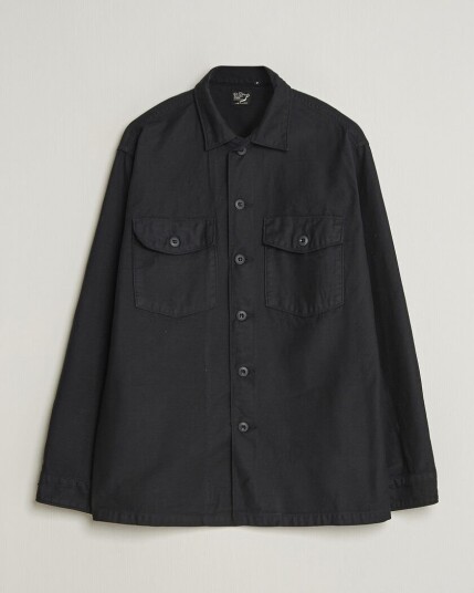 orSlow Cotton Sateen US Army Overshirt Black orSlow Cotton Sateen US Army Overshirt Black