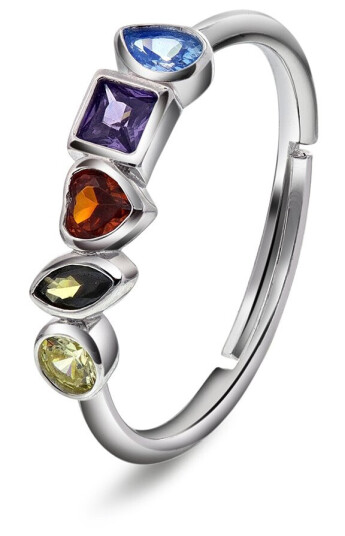Pan Jewelry Sparks ring i 925 rhodinert sølv med farget zirkonia størrelse 56