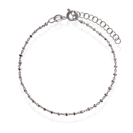 Pan Jewelry, Armbånd i rhodinert 925 sølv med kuler, 19 cm
