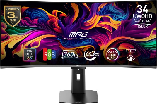 Msi Mpg 341Cqr X36 - Oled-Skjerm - Gaming - Kurvet - 34" - 3440 X 1440 Uwqhd @ 360 Hz - Tandem Oled - 1300 Cd/M² - 1500000:1 - Displayhdr 500 True Black - 0.03 Ms - 2Xhdmi, Displayport, Usb-C - Svart