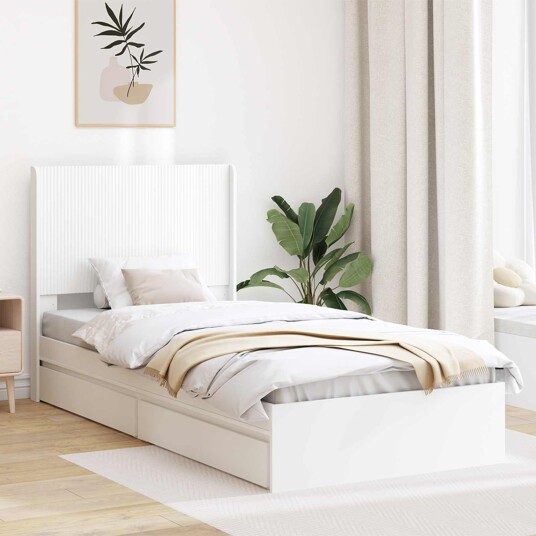 Sengramme med oppbevaring og hodegavl Hvit 75 x 190 cm