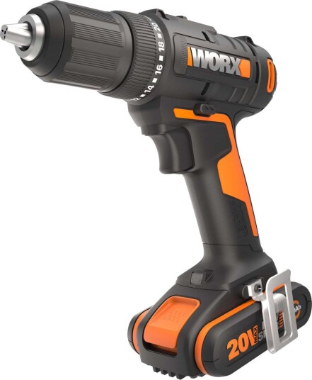 Worx Drill WX108 20v Med 2x 2.0ah Batterier Og Led-Lys