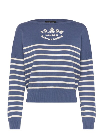 Lauren Ralph Lauren Combed Cotton Sweater Pullover Blue L