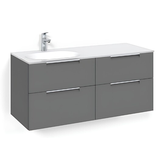 Macro Design Crown Servantskap 4-skuff - med Venstre Glasservant 120cm Antrasitt / Grip Glass Edge Hvit Macro Design Crown Servantskap 4-skuff - med Venstre Glasservant 120cm Antrasitt / Grip Glass Edge Hvit