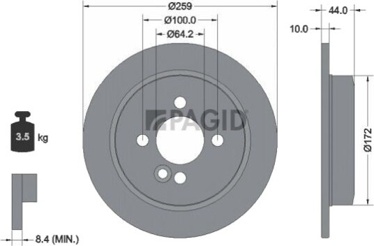 PAGID 54750NC Bremseskive PAGID 54750NC Bremseskive