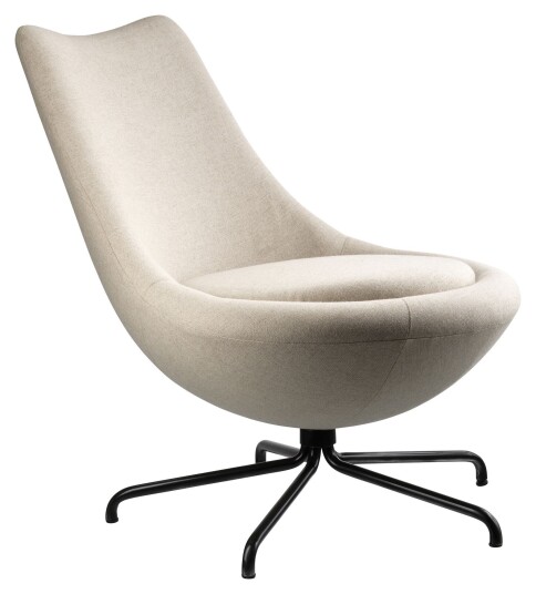 FDB Møbler L40 Bellamie Loungestol m. dreiefot, Sort stål/Beige Unoliving