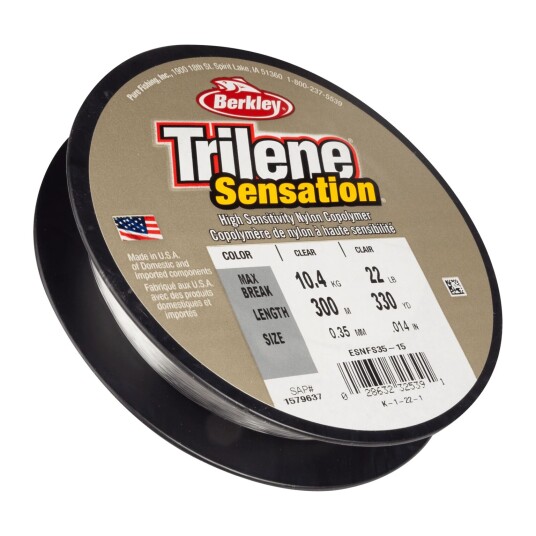 Berkley Trilene SENSATION Mono 0.18mm 300M clear, fiskesene monofilament 0,45mm Clear